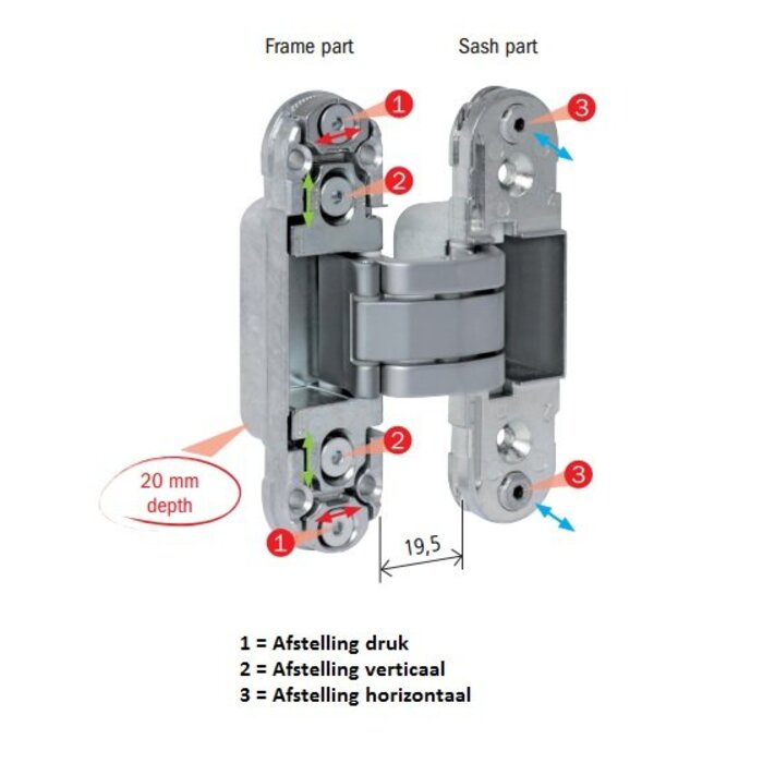 AGB Onzichtbaar 3D scharnier AGB eclipse 2.2 - inox-look