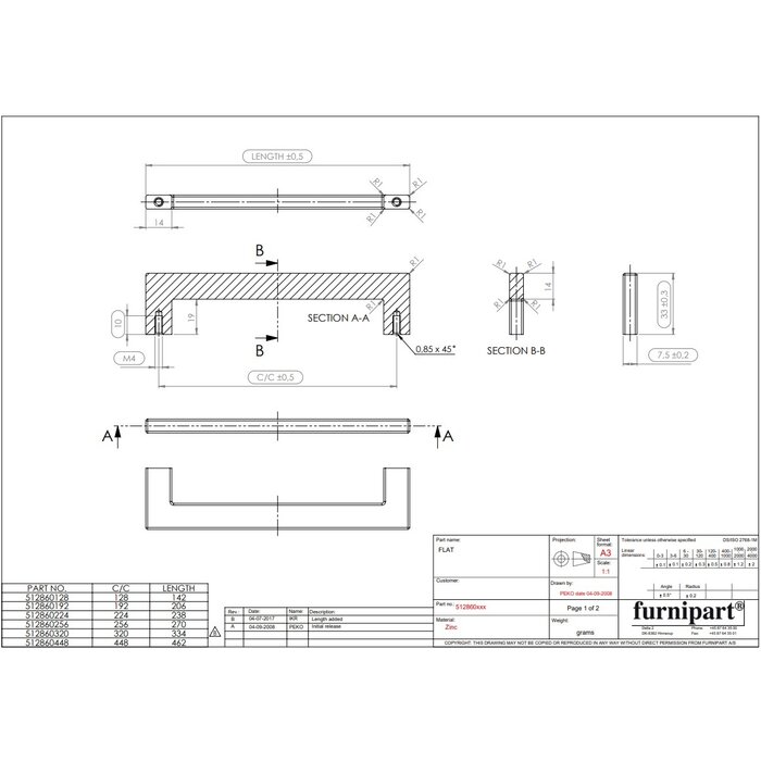 Furnipart Furnipart furniture handles FLAT - Chrome polished