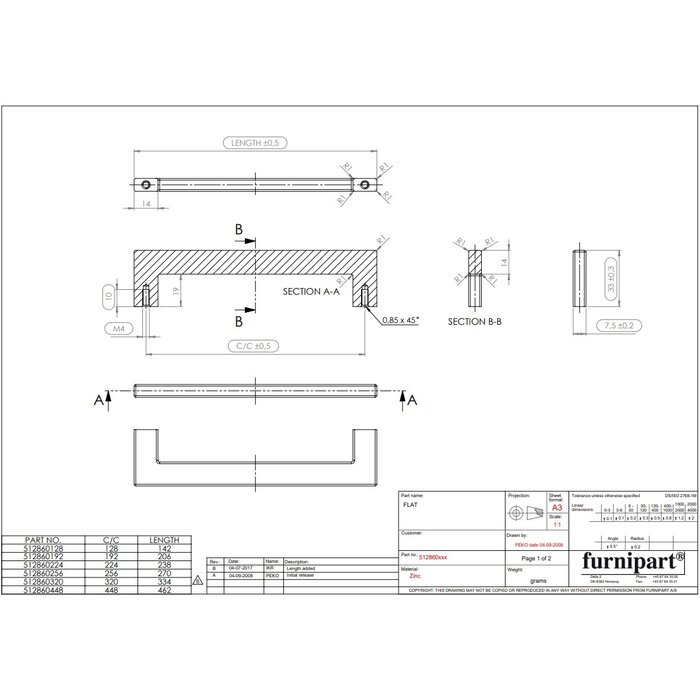 Furnipart Furnipart Möbelgriffe FLAT - Braun/Schwarz