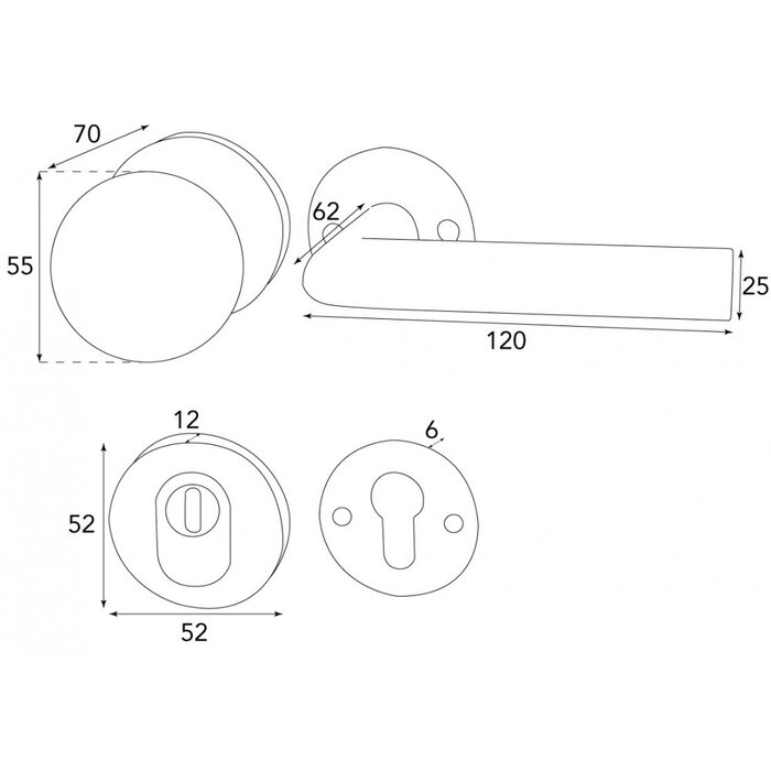 HALCO HALCÖ Safety fitting DAVOS - Knob and handle - Black steel