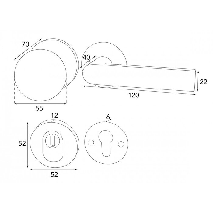 HALCO HALCÖ Safety fitting KITZBÜHEL - Knob and handle - Black steel