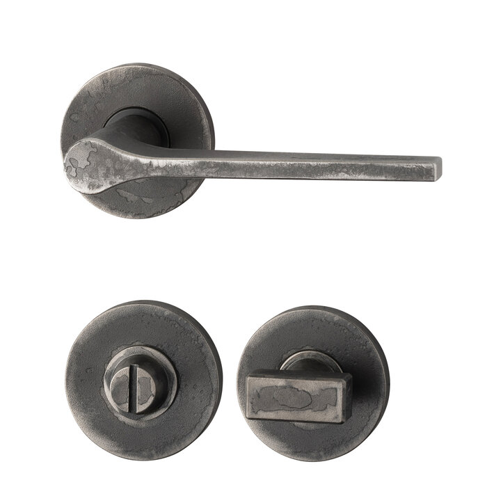 HALCO HALCÖ door handles Saalbach on round spring-loaded rosettes concealed - Raw steel