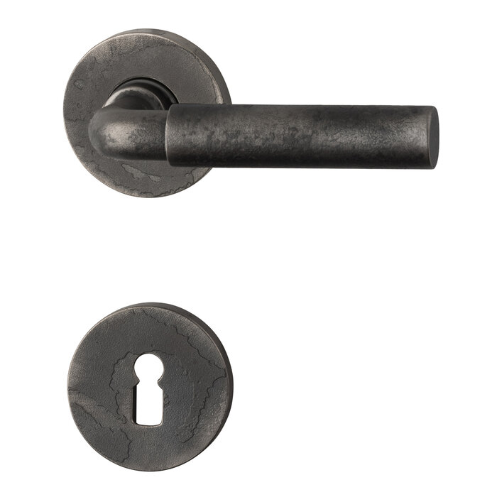 HALCO HALCÖ door handles Stubai on round spring-loaded rosettes concealed - Raw steel