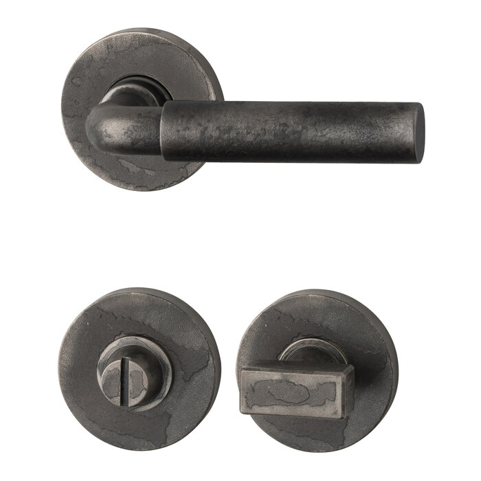 HALCO Poignées de porte HALCÖ Stubai sur rosaces rondes à ressort dissimulées - Acier brut