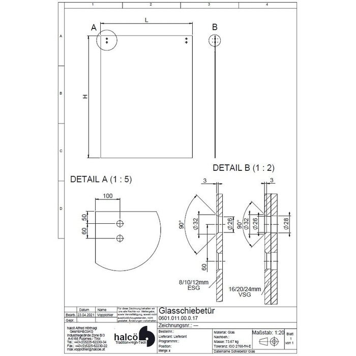 HALCO HALCÖ sliding door set for glass doors - 35mm - Raw steel
