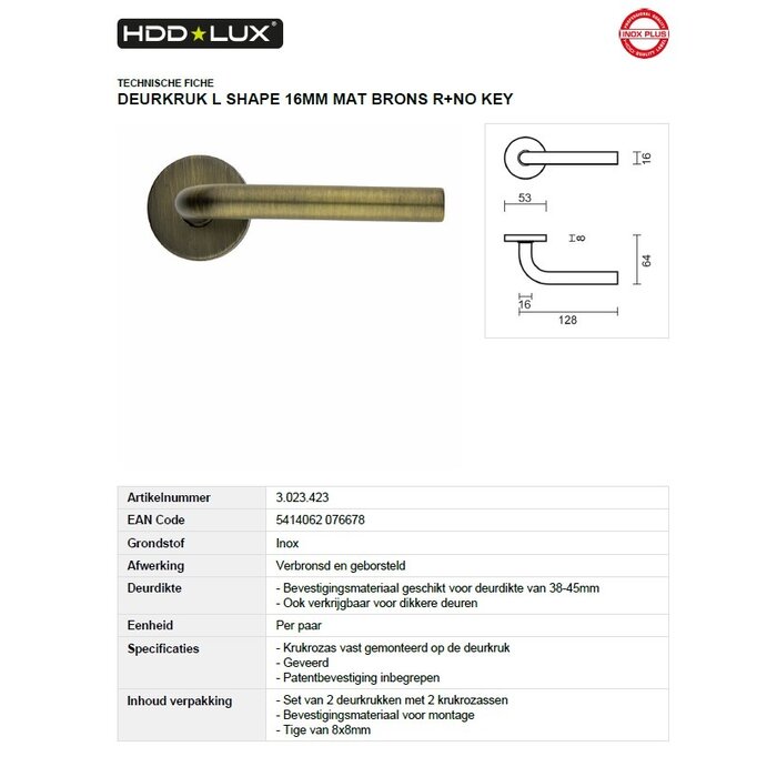 HDD Matt bronze door handles L-SHAPE 16 mm