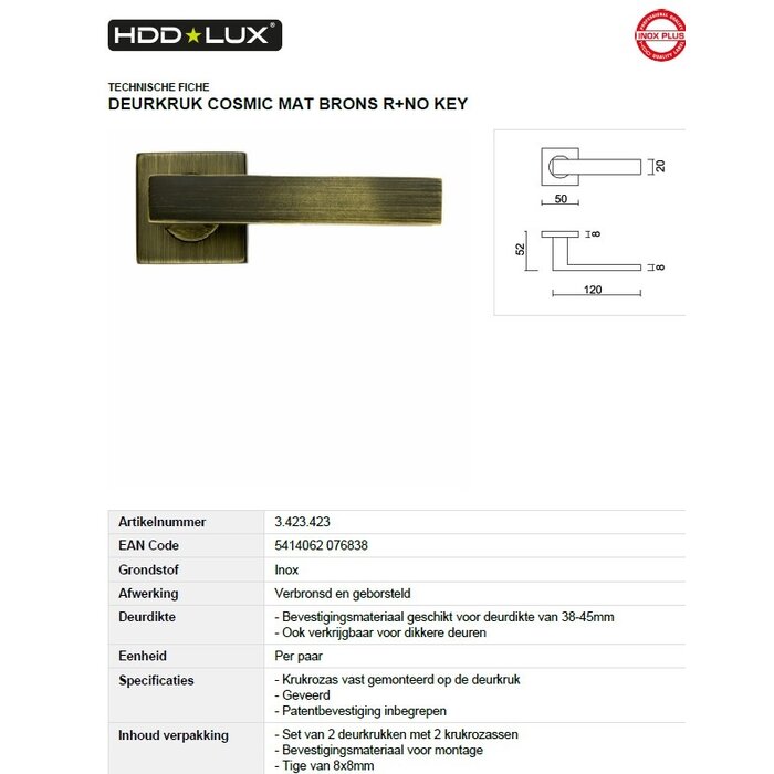 HDD HDD mat bronzen deurklinken COSMIC