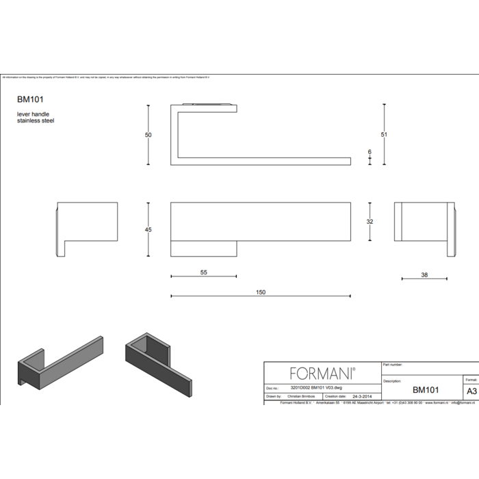 Formani Poignées de porte Formani RIBBON BM101 à rosace dissimulée - acier inoxydable mat