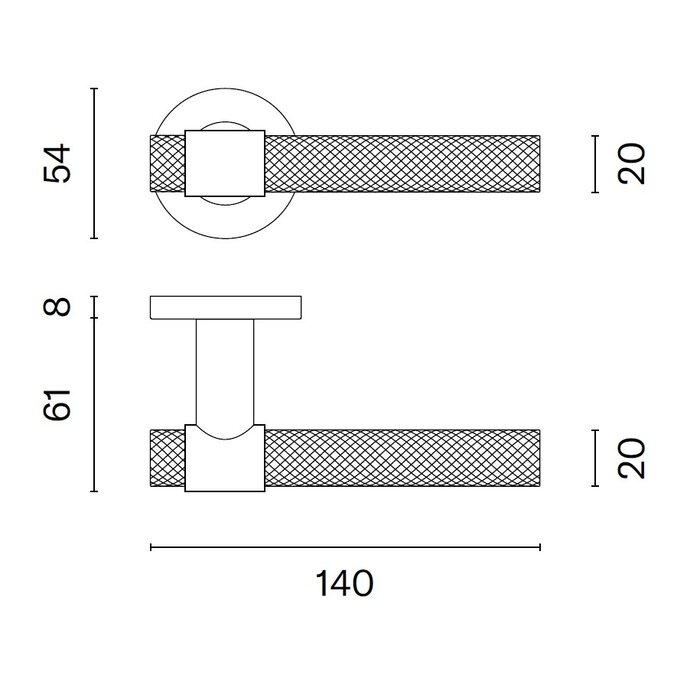 STERK Solid door handles OVAL 1743 PRO 8mm - Class 4 EN1906:2012- Copper PVD