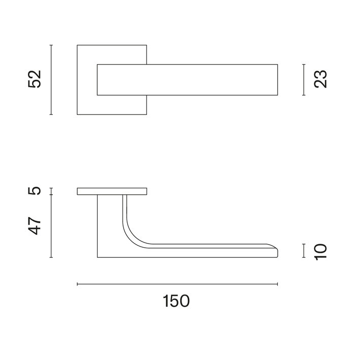 Aprile Massive Aprile Türgriffe ALISSO quadratisch 52x52x5 mm Graphitgrau