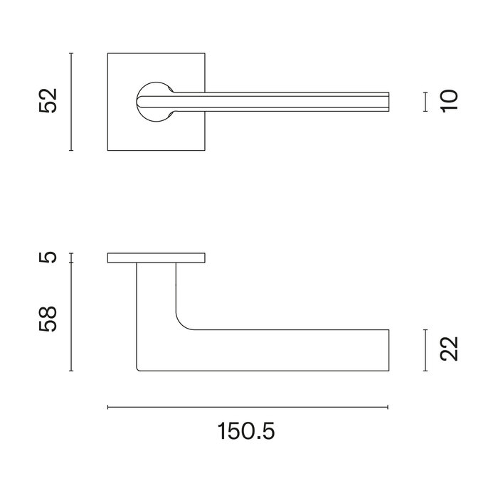 Aprile Poignées de porte Aprile massives SALVIA carrées 52x52x5 mm nickel mat