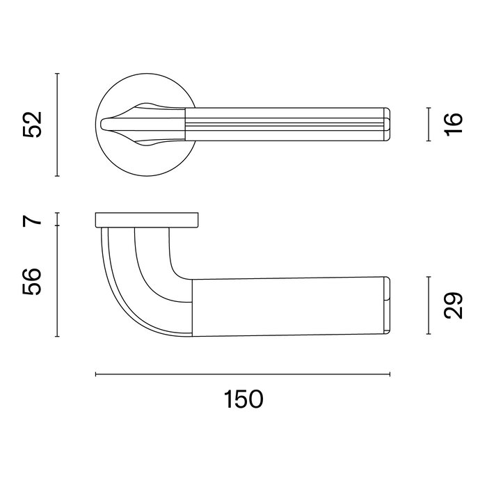 Aprile Solid black Aprile door handles DETAZIA Ø 52x7 - black leather