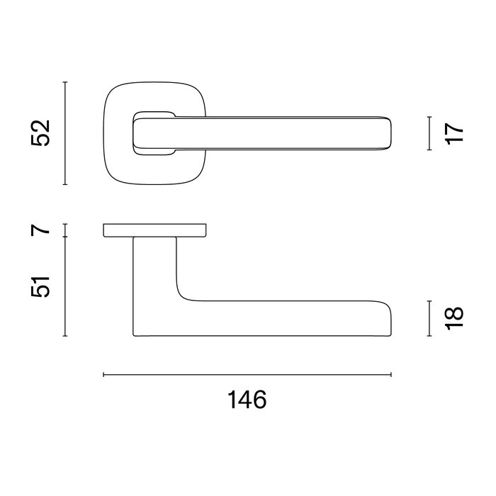 Aprile Massive Aprile Türgriffe PEA 52x52x7mm abgerundet - Mattgold