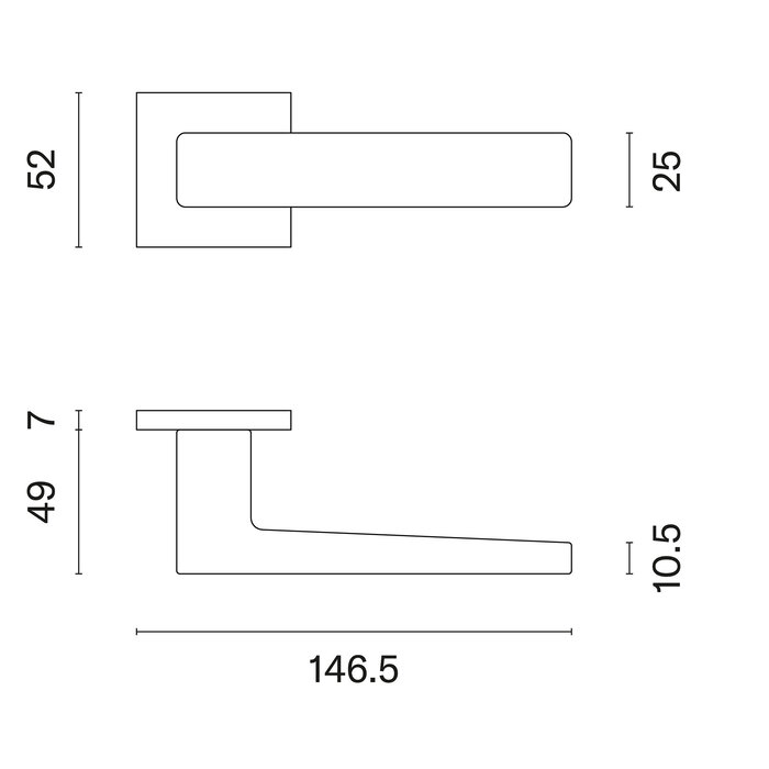 Aprile Poignées de porte Aprile noires solides ERICA carrées 52x52x7mm
