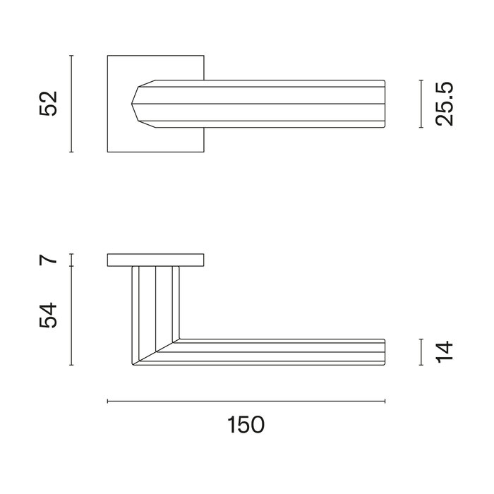 Aprile Solid black Aprile door handles FRESIA square 52x52x7mm