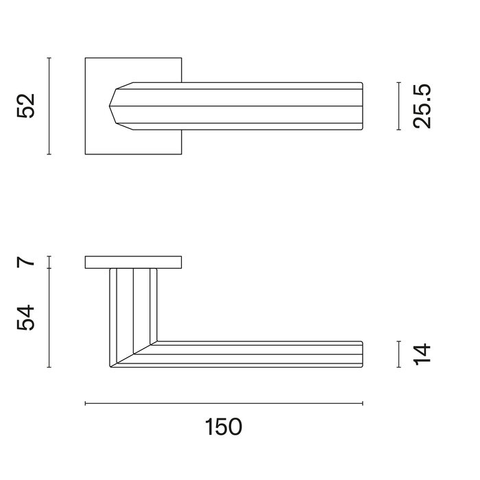 Aprile Solid Aprile door handles FRESIA square 52x52x7mm matt chrome