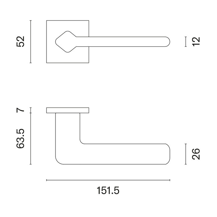 Aprile Solid black Aprile door handles LILAC square 52x52x7mm