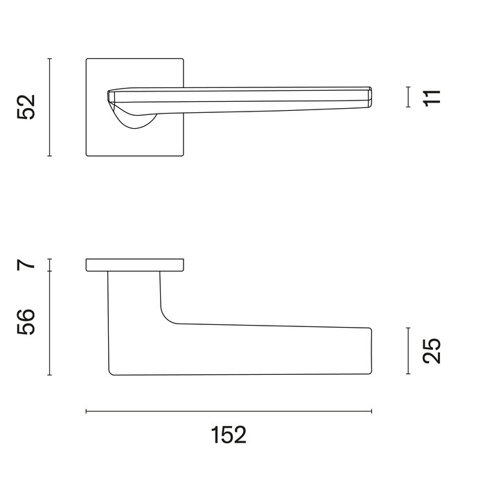 Aprile Solid Aprile door handles LUNARIA square 52x52x7mm Chrome polished