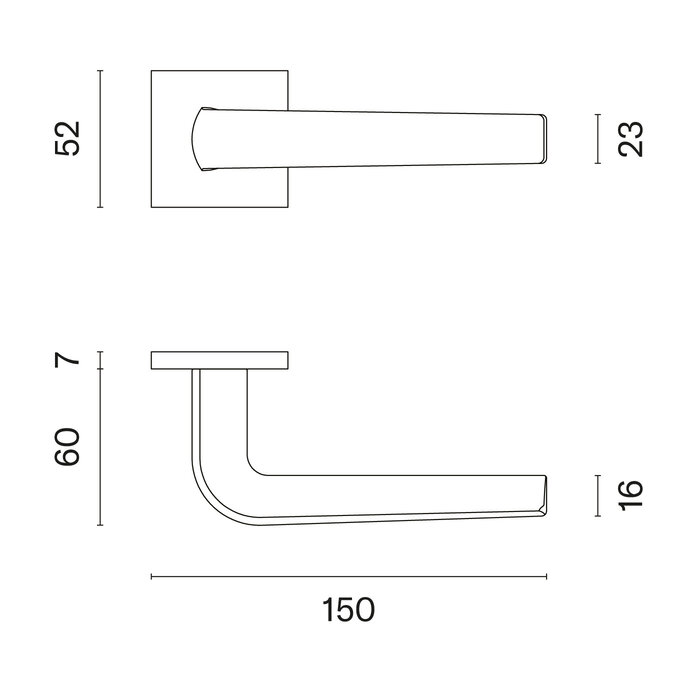 Aprile Solid black Aprile door handles MELA square 52x52x7mm