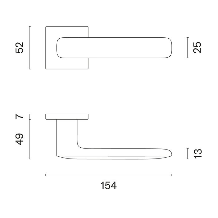 Aprile Solid Aprile door handles STELLA square 52x52x7mm Chrome polished