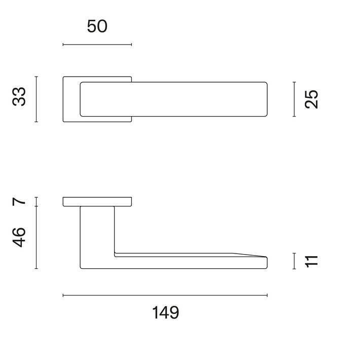 Aprile Aprille door handles PINA matt Chrome rectangular 50x33x7mm