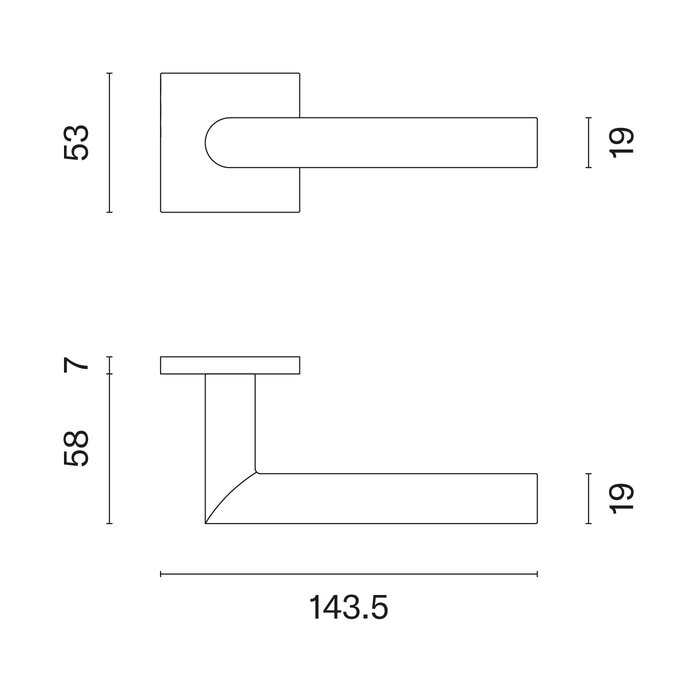 Aprile Poignées de porte solides Aprile ARABIS chrome mat carrées 53x53x7 mm