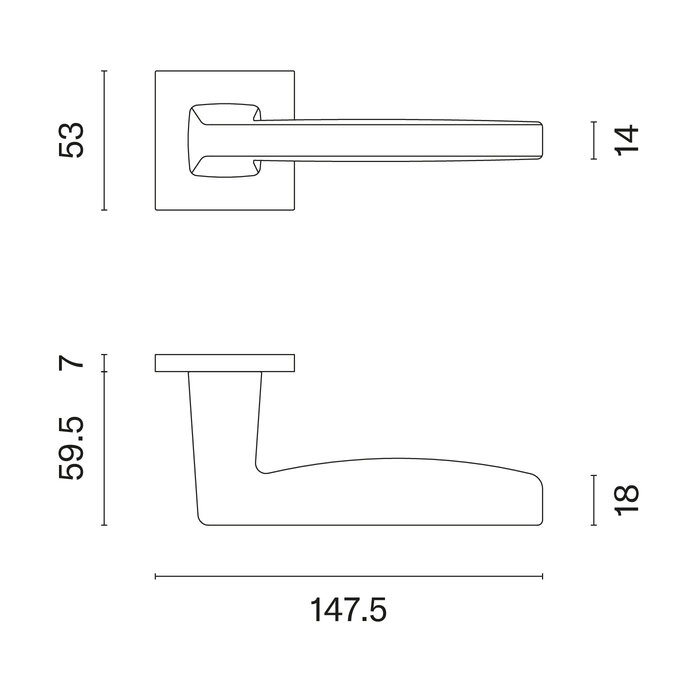 Aprile Poignées de porte massives APRILE ERBA titane carrées 53x53x7 mm