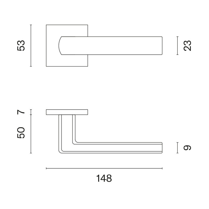 Aprile Solid APRILE door handles HOSTA titanium square 53x53x7 mm