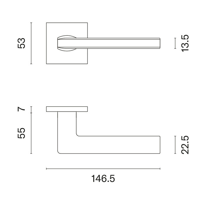 Aprile Black solid Aprile door handles PYROLA square 53x53x7 mm