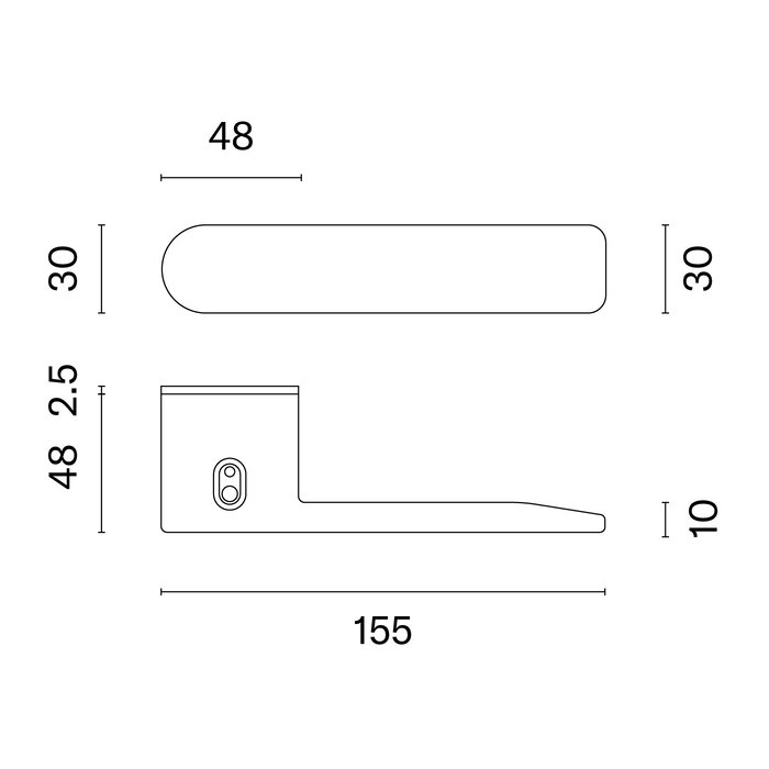 Aprile Poignées de porte APRILE SORELLA en graphite massif avec ou sans serrure de toilette intégrée