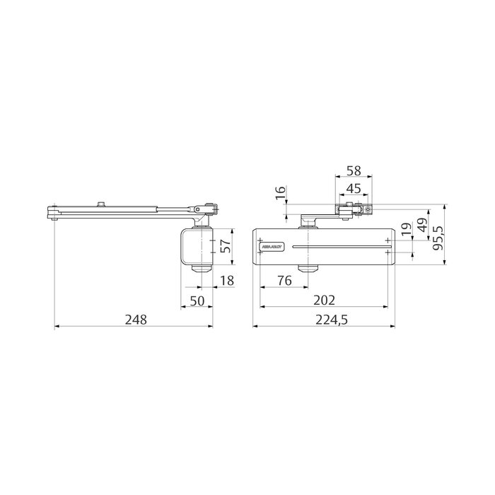 Assa Abloy ASSA ABLOY Door Closer with scissor arm, DC120 -EN2/3/(4) - Silver gray