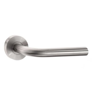 Assa Abloy TONIC-LINE "L" door handles on round rosette - Stainless steel - EN1906 Class 4