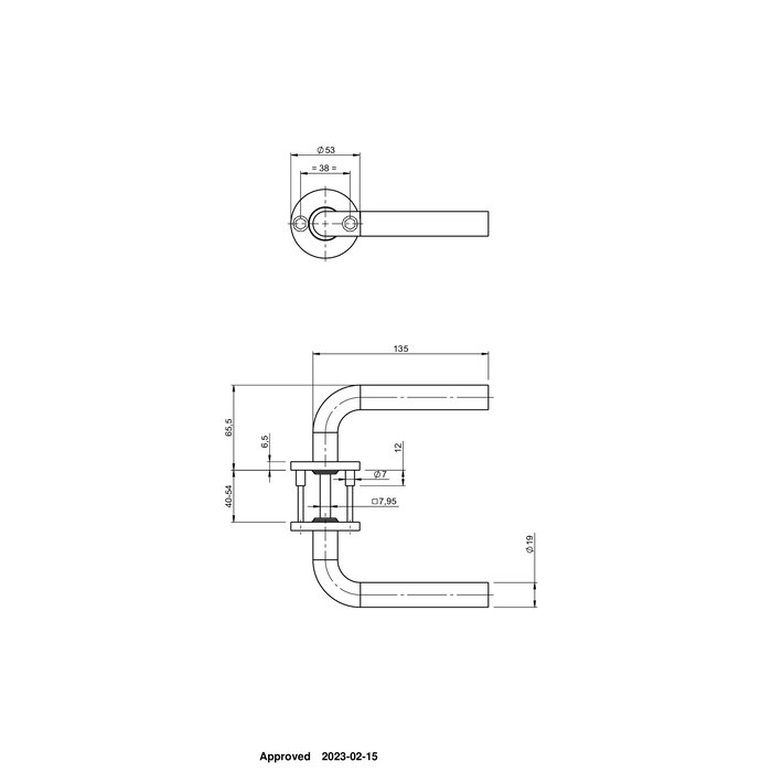 Assa Abloy ASSA ABLOY deurklinken "L"  TONIC-LINE op rond rozet - RVS geborsteld - EN1906 Klasse 4
