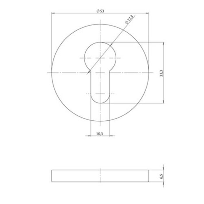 Assa Abloy Pair of cylinder rosettes 53x6.5mm - "Tonic Line" Assa Abloy - brushed stainless steel