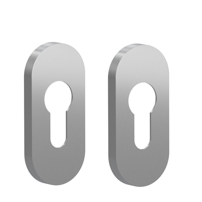 Assa Abloy Paire de rosaces cylindriques ovales 6,5 mm - « Ligne Tonic » Assa Abloy - Acier inoxydable brossé