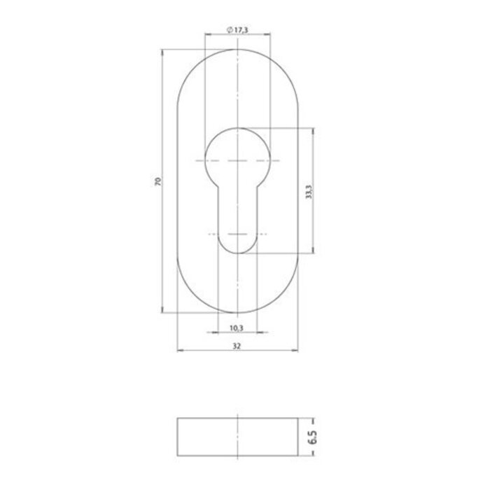 Assa Abloy Pair of oval cylinder rosettes 6.5mm - "Tonic Line" Assa Abloy - Brushed stainless steel
