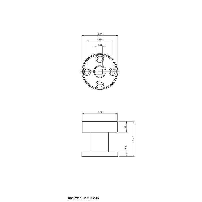 Assa Abloy Paar ASSA ABLOY draaibare cilindrische knoppen op rozet Ø53x6 - RVS geborsteld