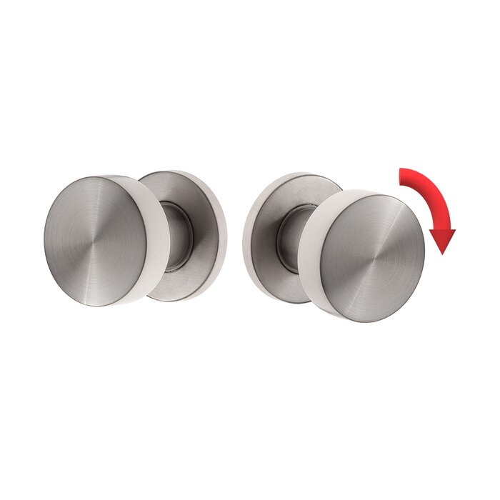 Assa Abloy Paar ASSA ABLOY draaibare cilindrische knoppen op rozet Ø53x6 - RVS geborsteld