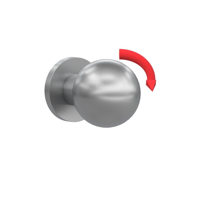 Assa Abloy ASSA ABLOY spherical knob on rosette Ø53x6 - Brushed stainless steel - Right-turning