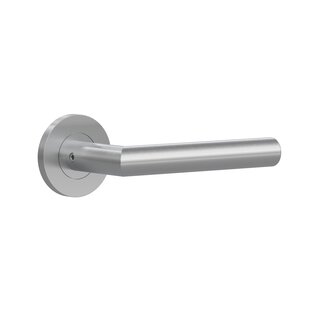 Assa Abloy Poignées de porte TONIC-LINE « L90° » sur rosace ronde - Inox - EN1906 Classe 4
