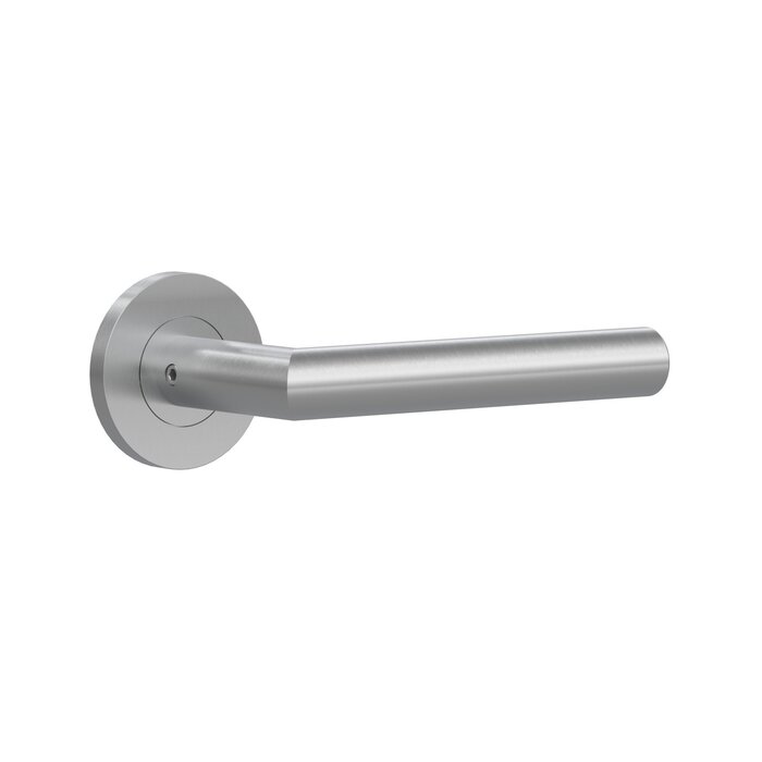 Assa Abloy ASSA ABLOY deurklinken "L90°"  TONIC-LINE op rond rozet - RVS geborsteld - EN1906 Klasse 4