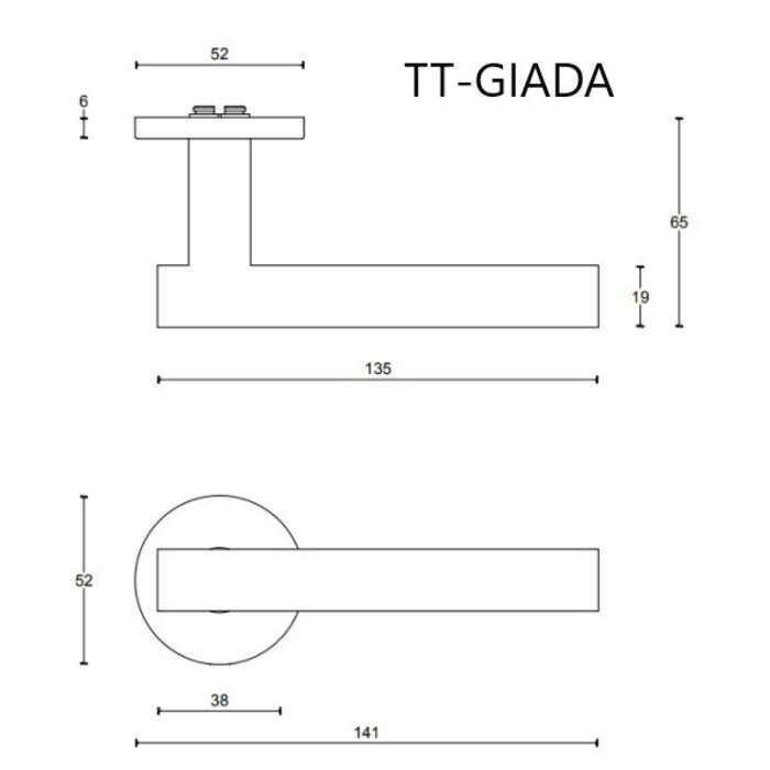 DKS 'Giada' door handles, spring-loaded, on a round rosette, Ø 52 mm - PVD light bronze