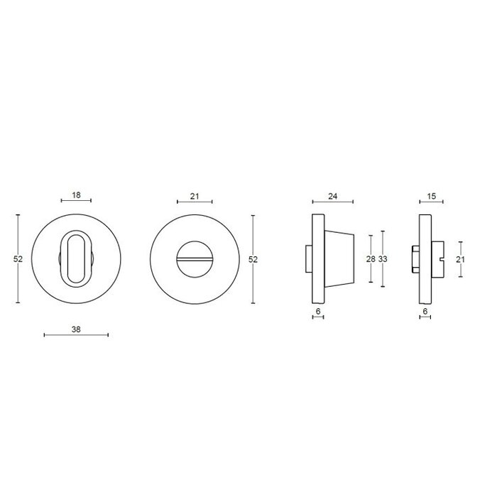 DKS WC50R toilet set without indicator - PVD light bronze - Ø52 mm