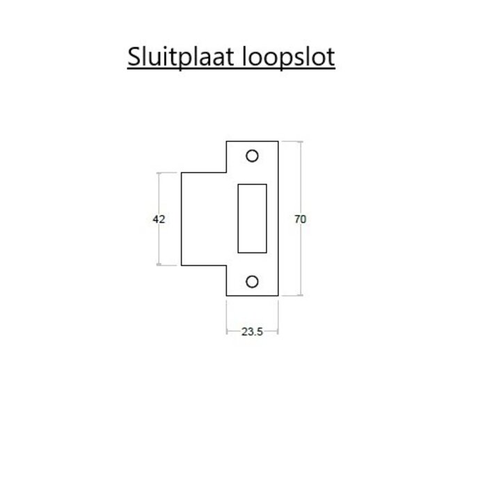 Formani Straight strike plate for mortise lock 70x23x43 - Bronze