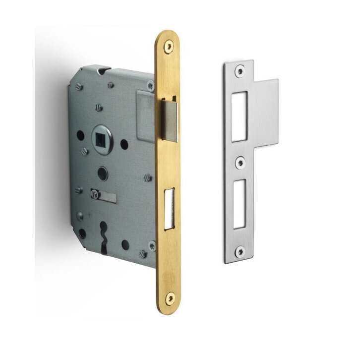 Formani FORMANI LBLA-N56 Türschloss mit abgerundeter Frontplatte 174 x 20 mm - Mattgold PVD