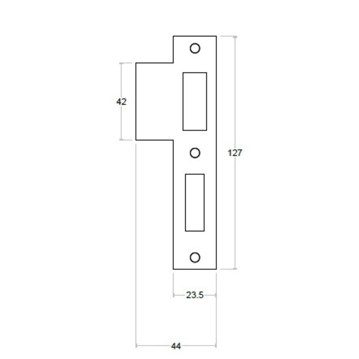 Formani Gâche droite pour serrure à cylindre 127 x 24 mm - Bronze
