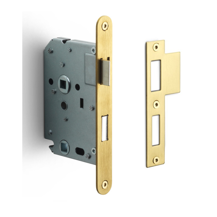 Formani Serrure WC FORMANI LBLA-W63 avec plaque frontale arrondie 174 x 20 mm - PVD or mat