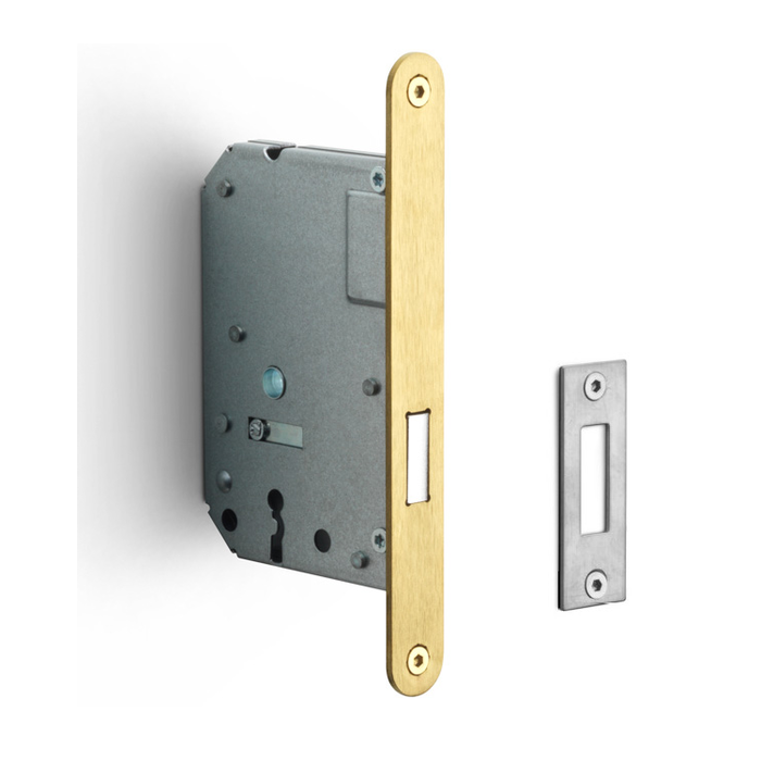 Formani FORMANI LBLKA-N56 Schrankschloss mit abgerundeter Frontplatte 174 x 20 mm - Mattgold PVD