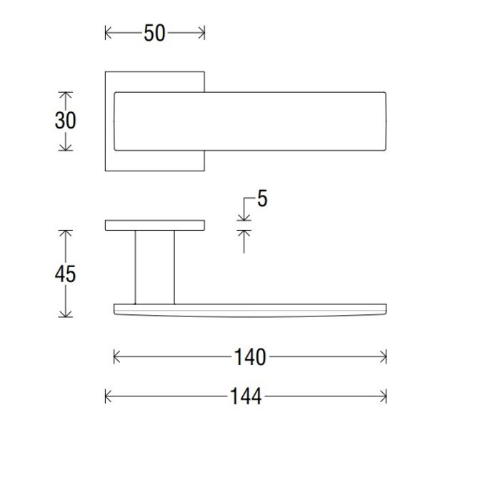 DKS Zwarte deurklinken CORONA vierkant
