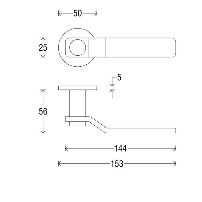 DKS Black door handles GAS PLAIN round